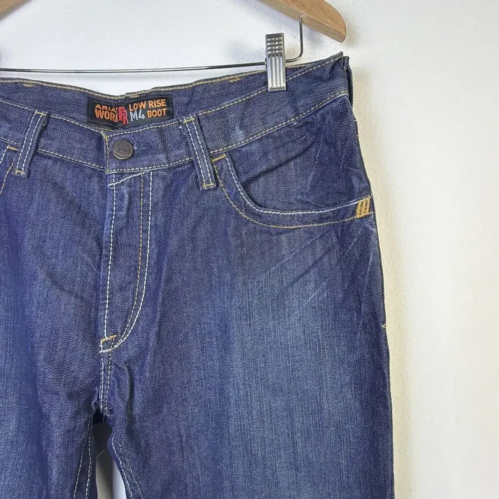 Ariat Work FR Blue Denim Jeans M4 Low Rise Boot Cut Shale Mens 34 X 34 HRC2